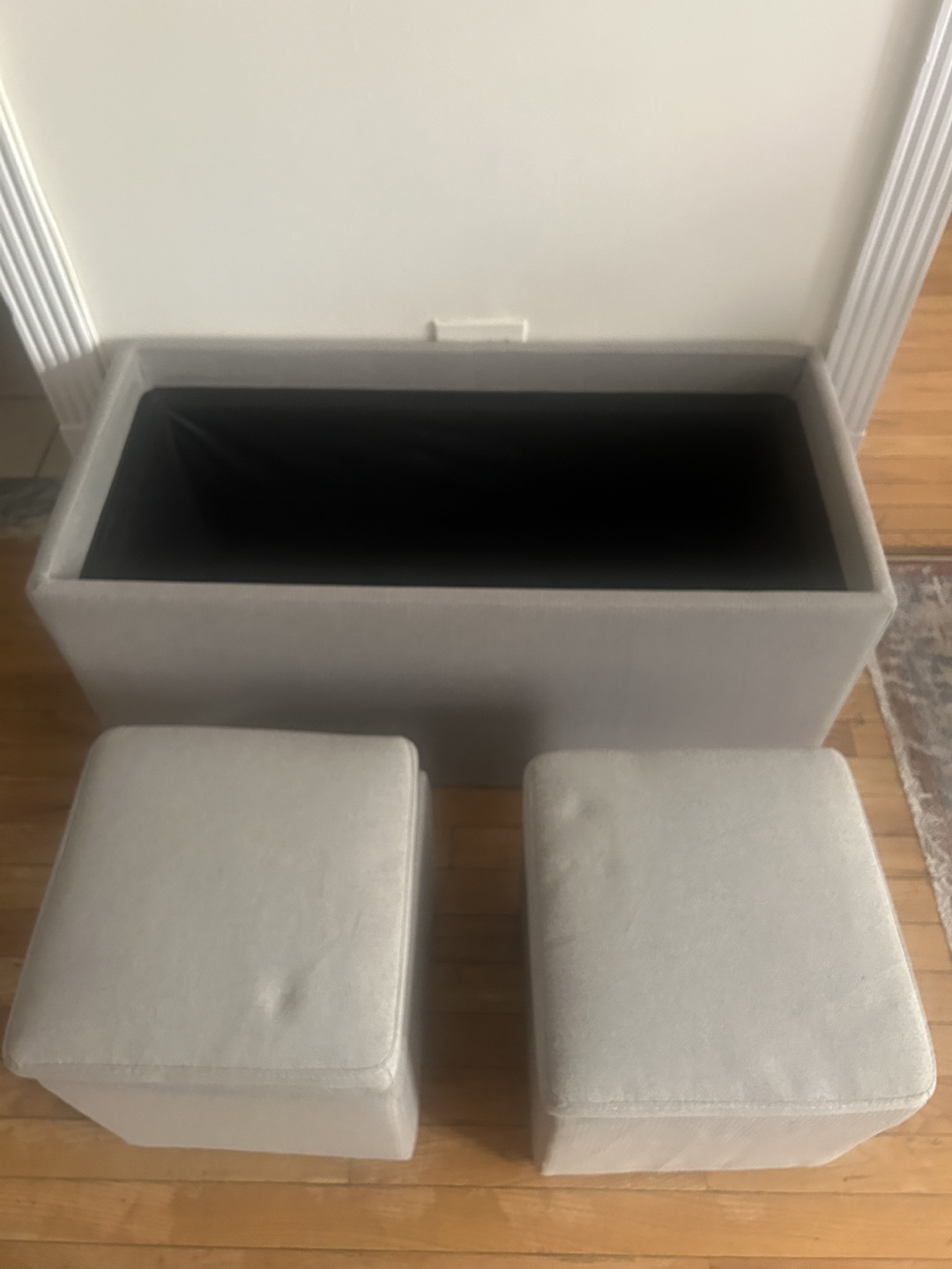 Storage Ottoman with Wooden Tray and Two Small Ottomans - photo 4