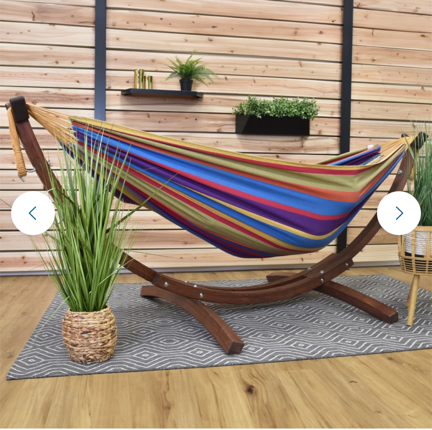 Double Cotton Hammock with Solid Pine Stand