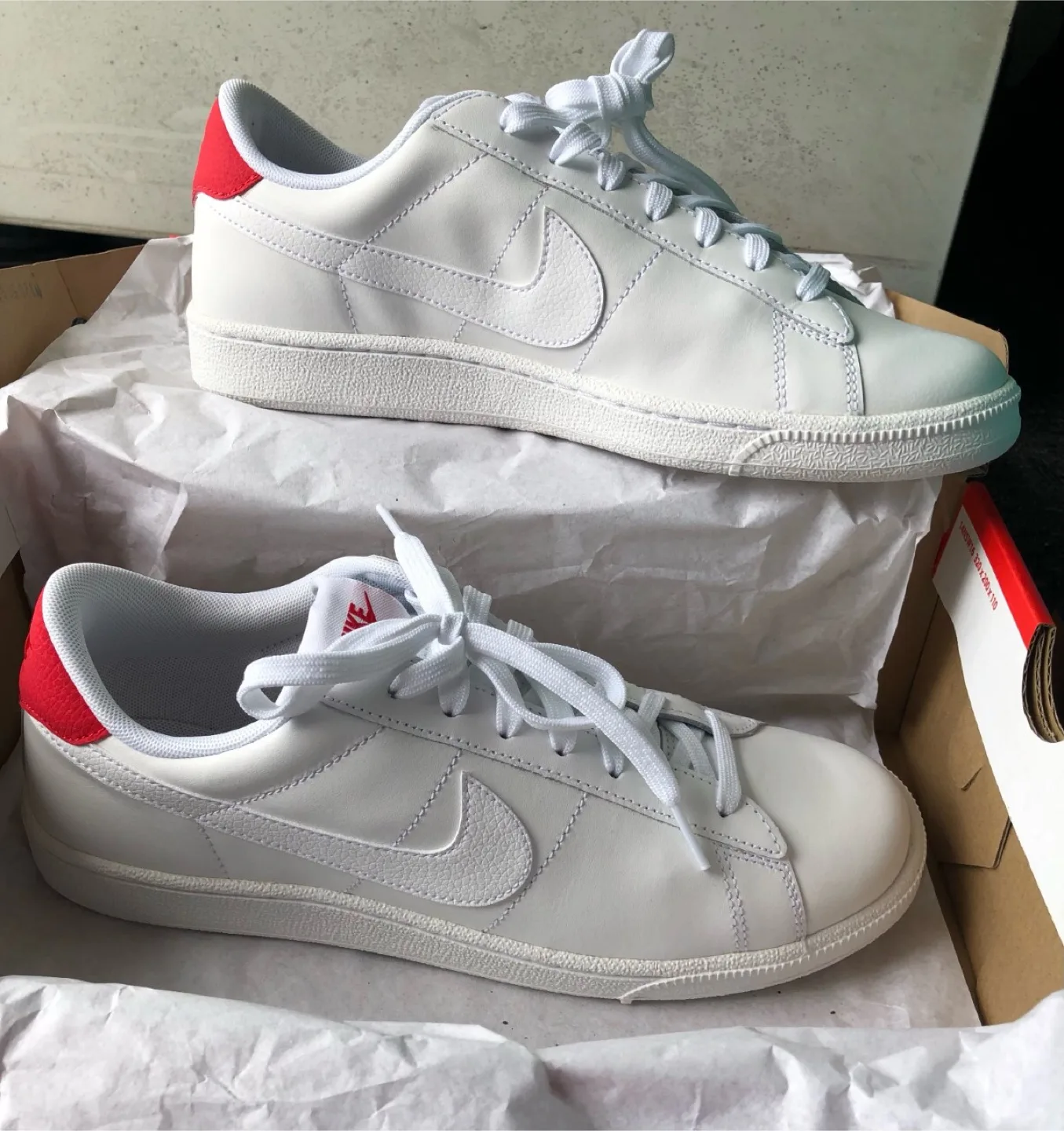 BNIB Authentic Nike White Sneakers with Red Accents thumbnail
