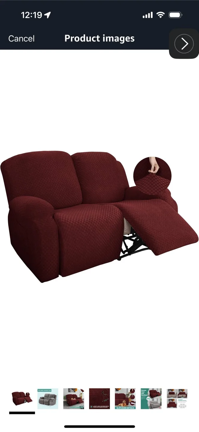 Burgundy Recliner Cover image indicator(3)