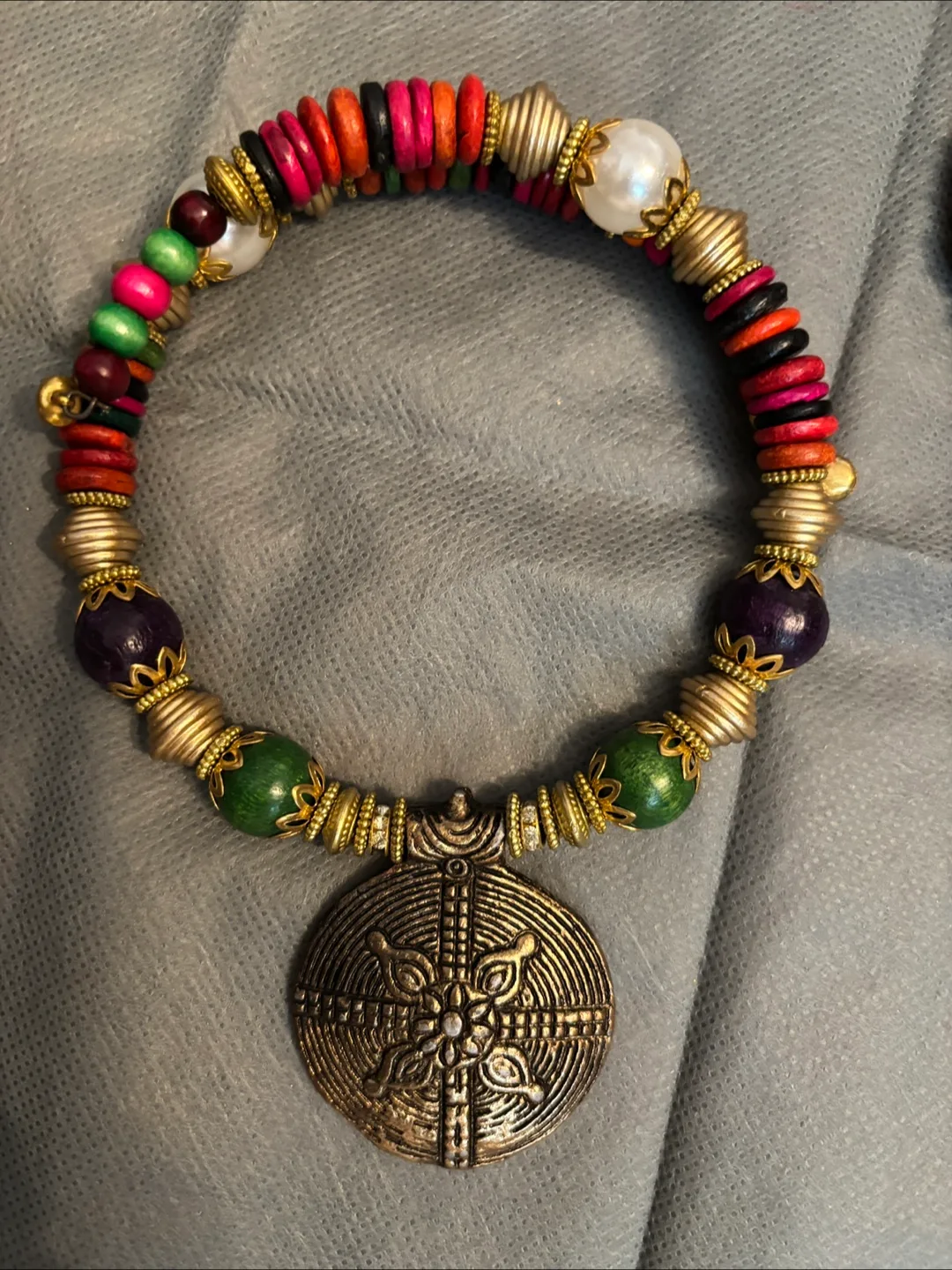 Colourful beaded bracelet  and choker set image indicator(2)