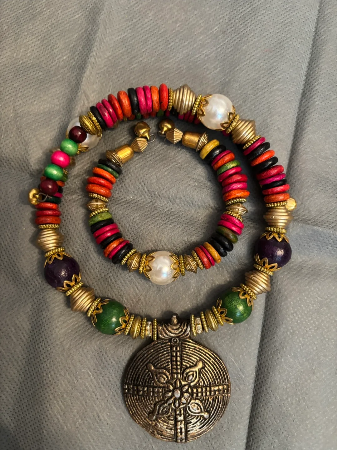 Colourful beaded bracelet  and choker set image indicator(4)