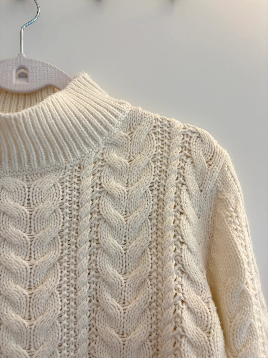 Cream Cable Knit Crop Sweater thumbnail