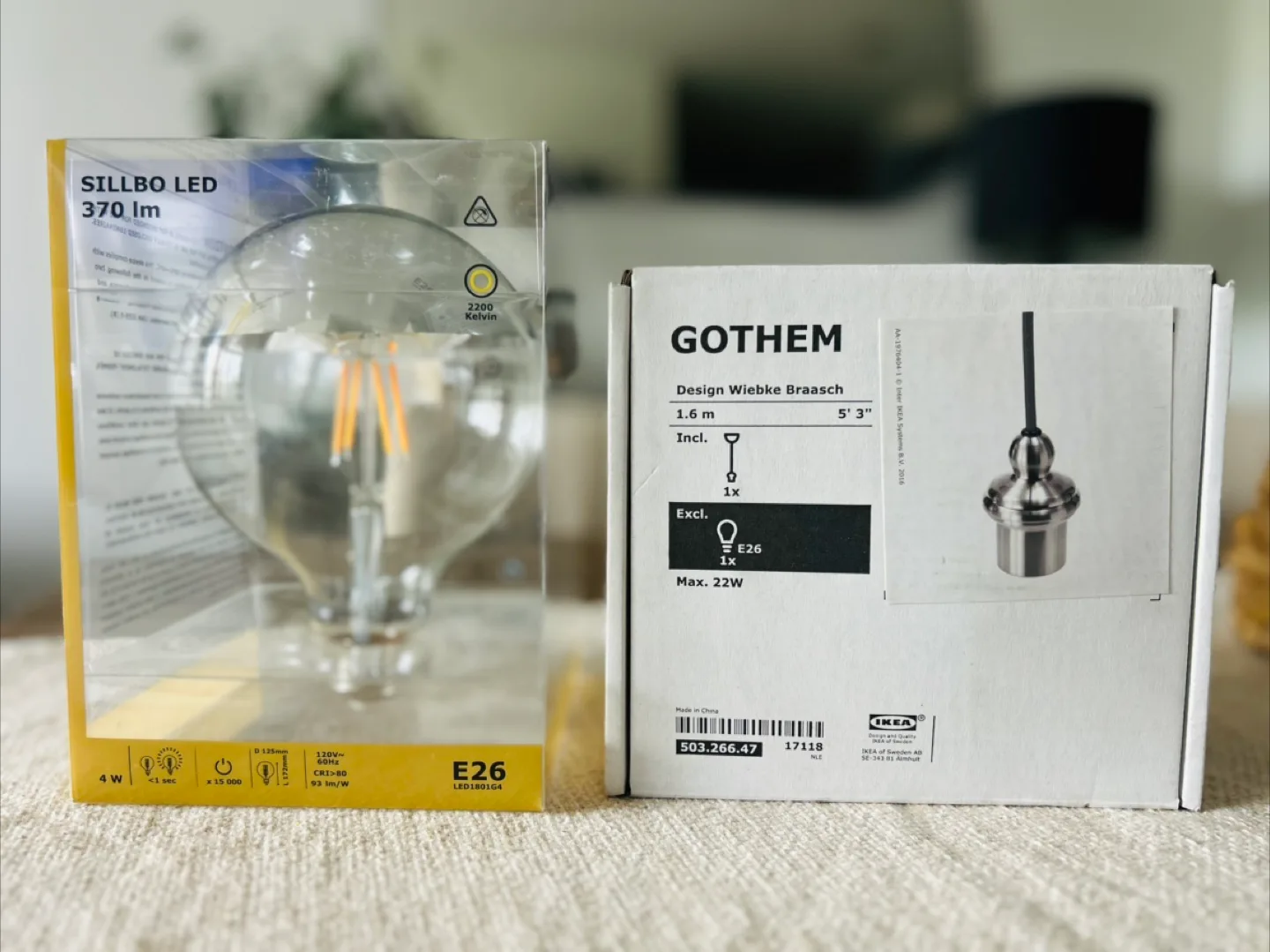 IKEA GOTHEM Pendant Lamp and SILLBO LED Light Bulb thumbnail