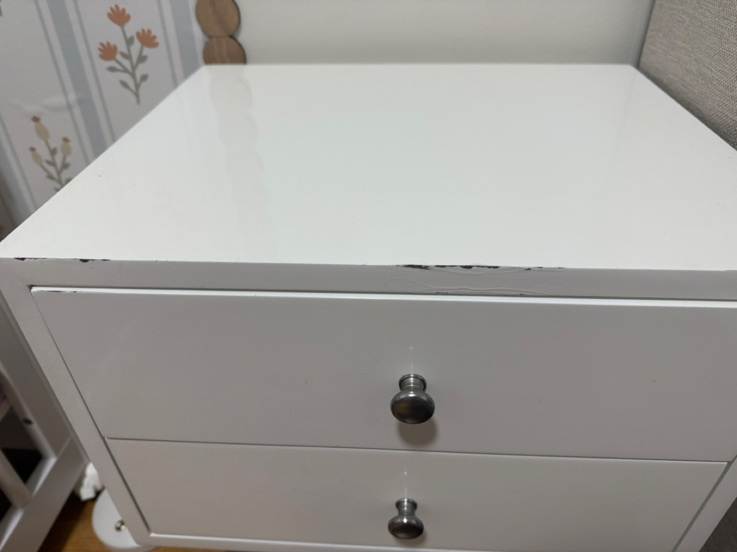 White Nightstand with Drawers - photo 2