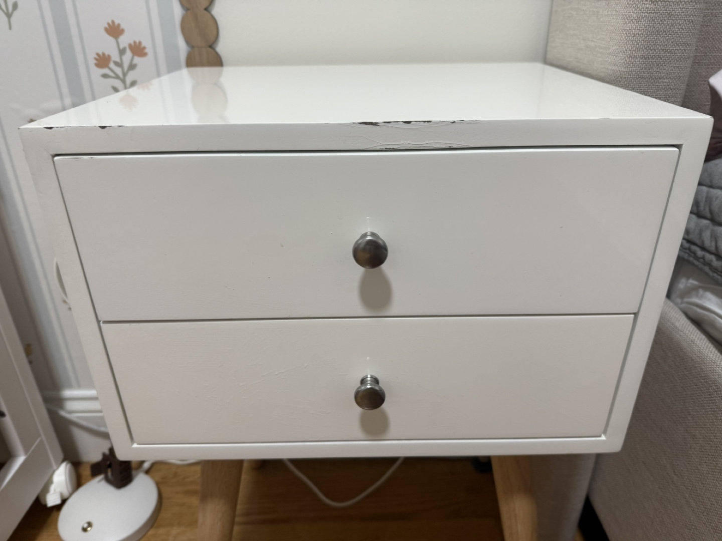 White Nightstand with Drawers