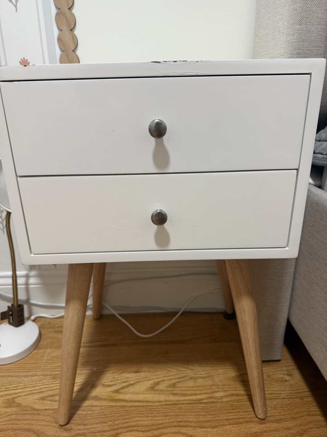 White Nightstand with Drawers - photo 3
