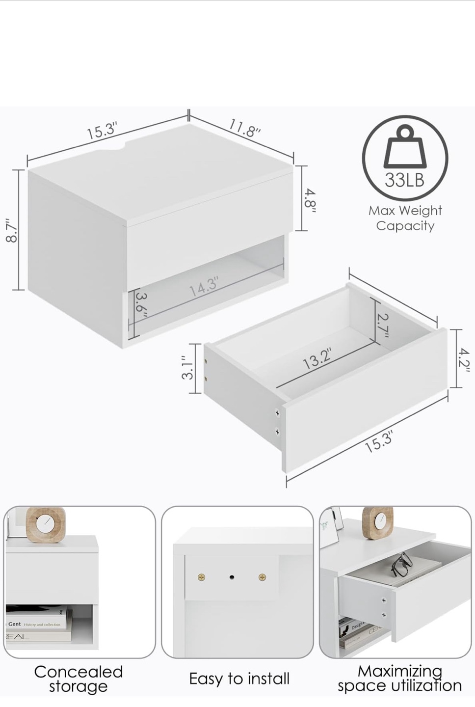 White floating nightstand - photo 2