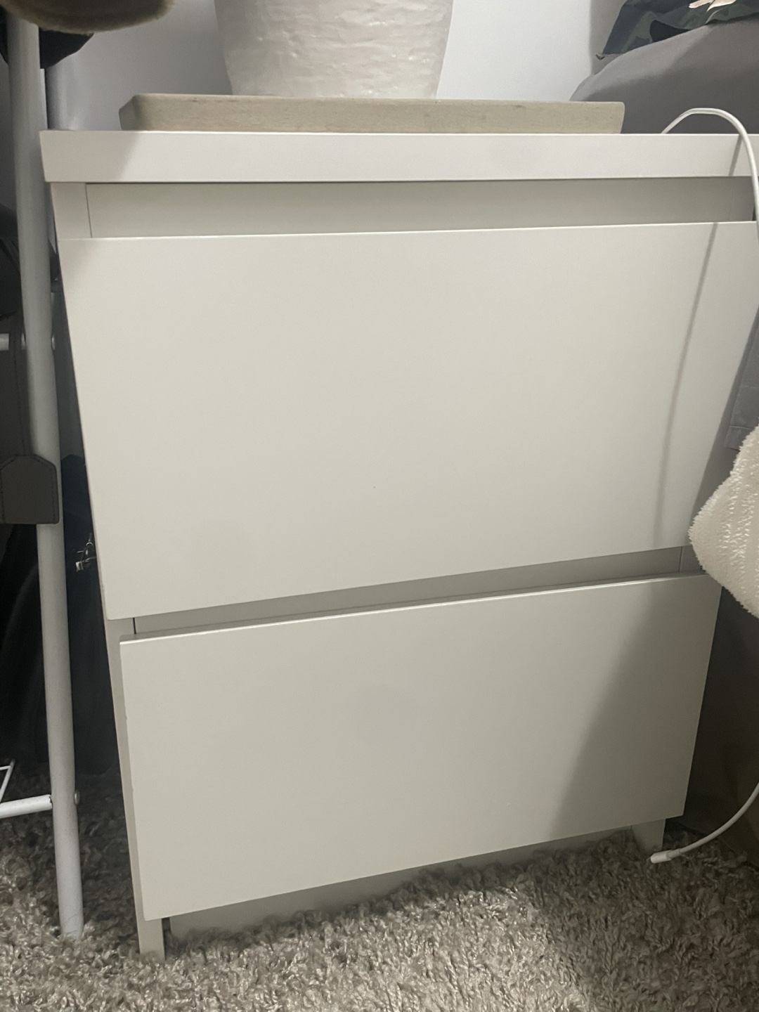 White shelving and dresser set