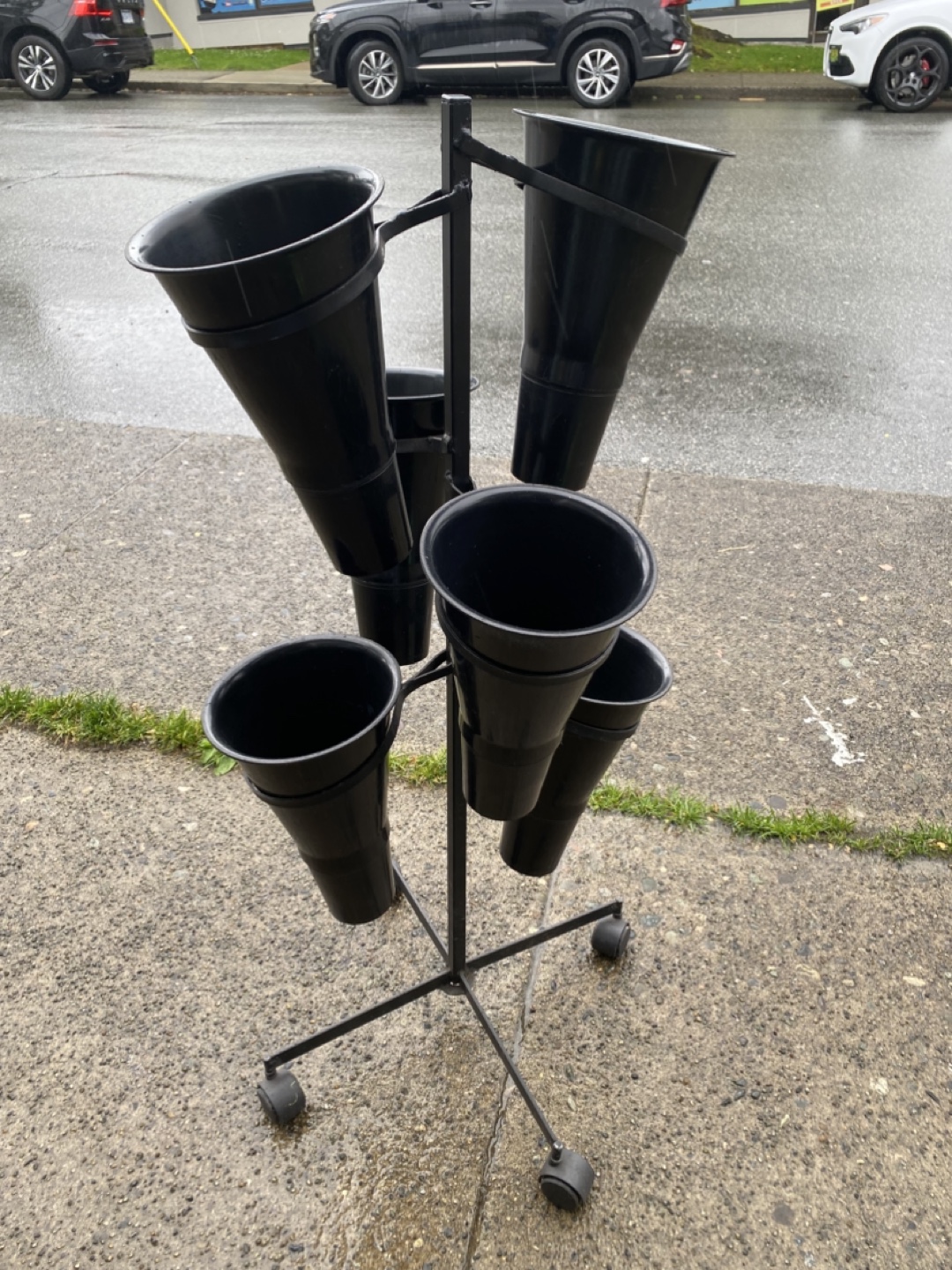Black Flower Display Stand, buckets included.