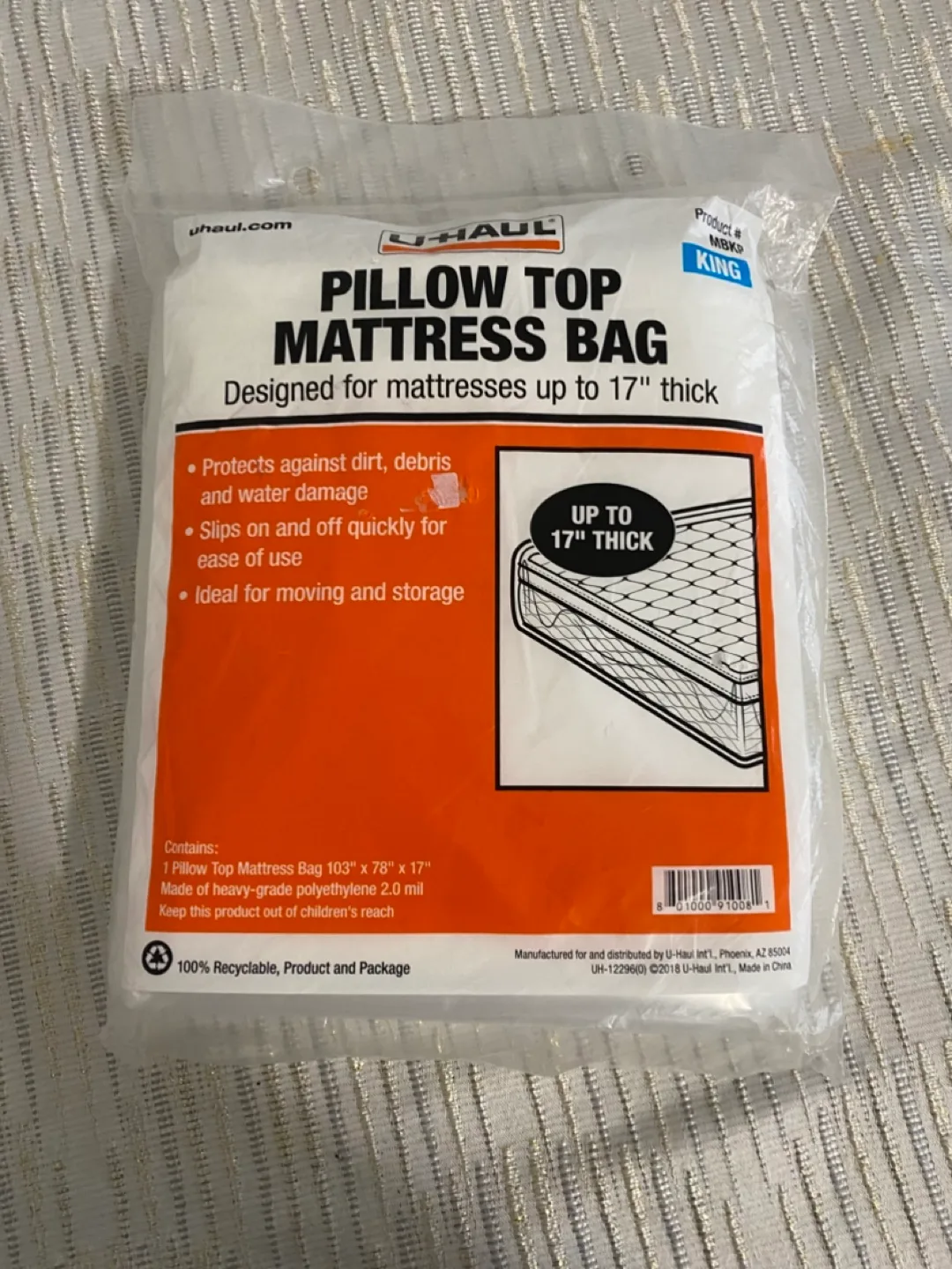 U-Haul Pillow Top Mattress Bag - King Size thumbnail