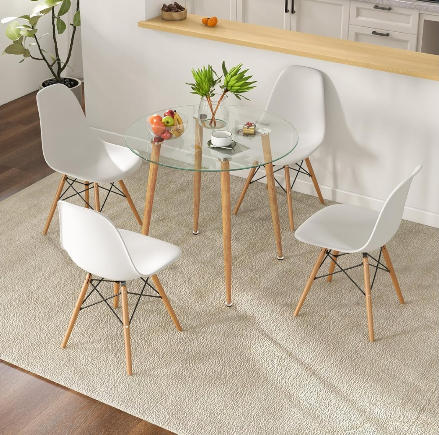 Glass Top Dining Table W four Chairs