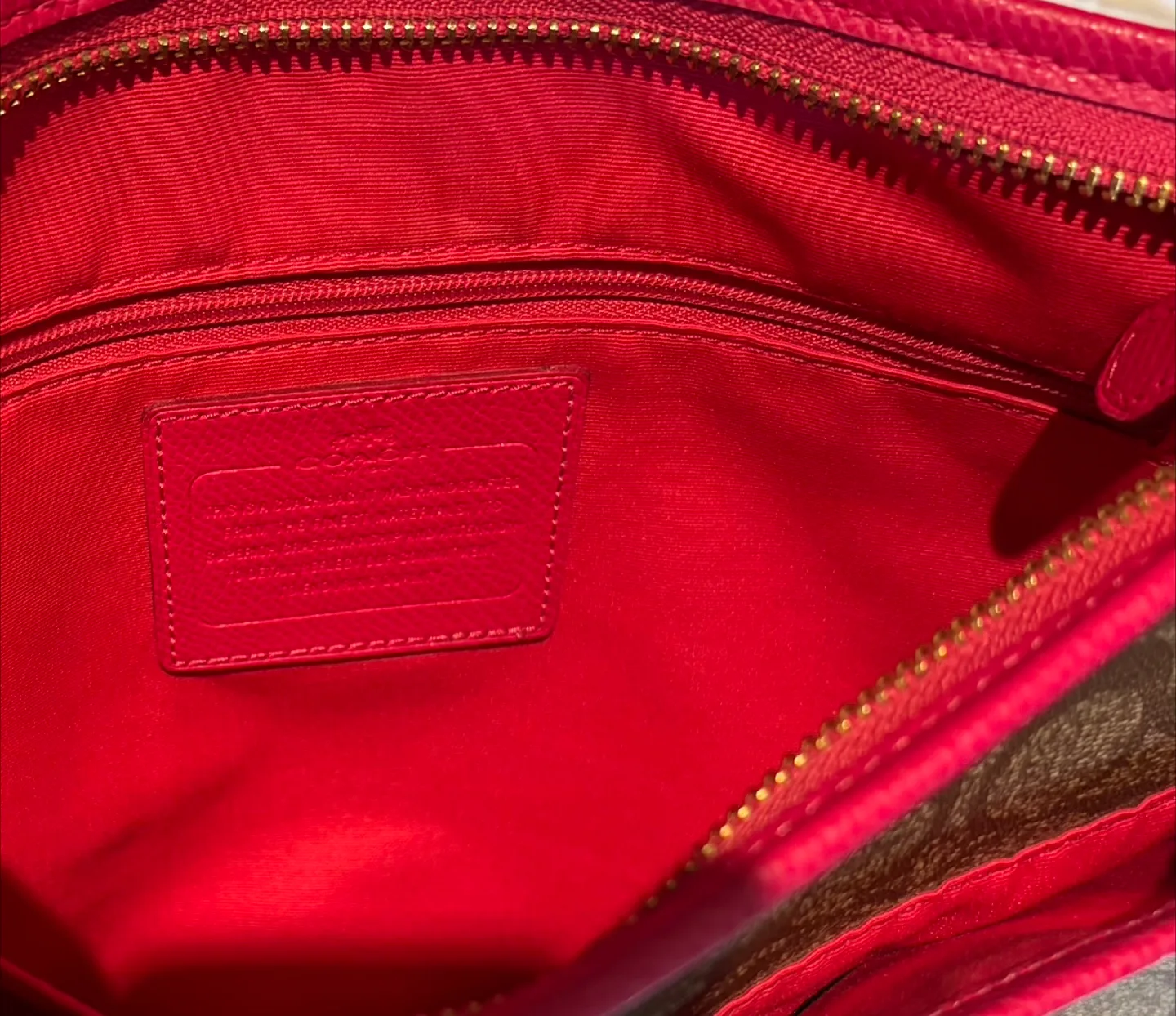 Coach Signature Crossbody Bag Tan/ Pink - Wear On Bottom Corners image indicator(4)