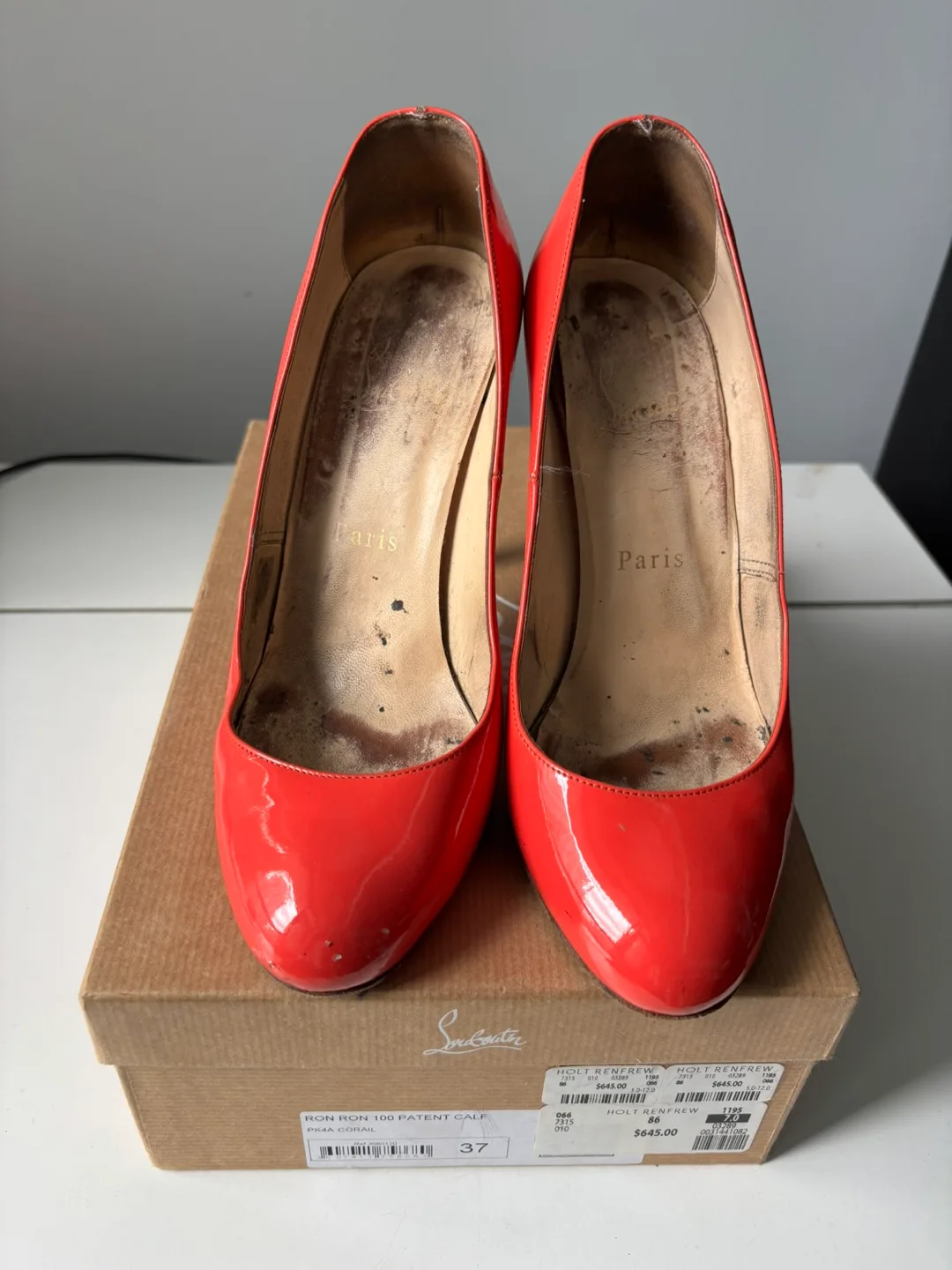 Christian Louboutin Patent Calf Heels RON RON corail thumbnail
