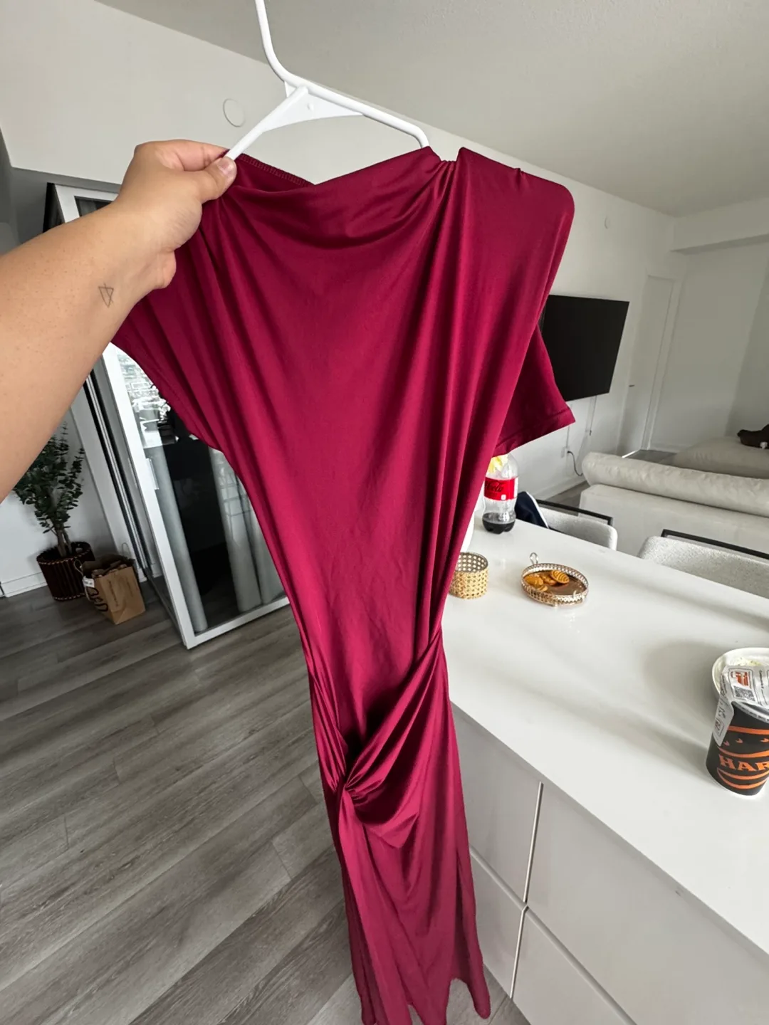 Burgundy dress thumbnail