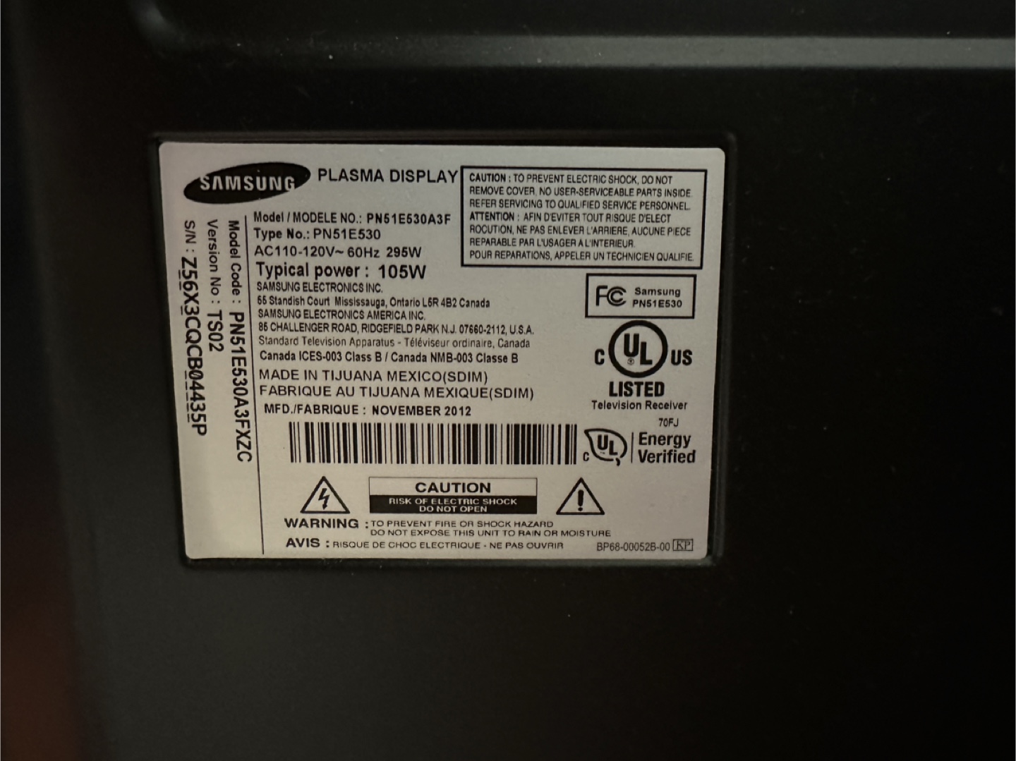 Samsung Plasma TV