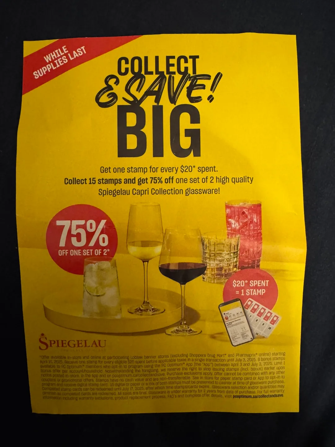 15 Stamp Full card for discount 75% off glassware thumbnail