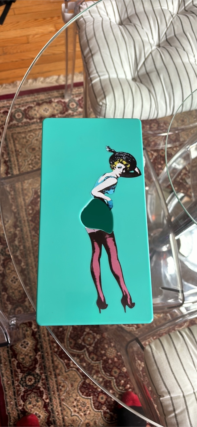 Retro Teal Tissue Dispenser Box with Pin-Up Design - photo 2