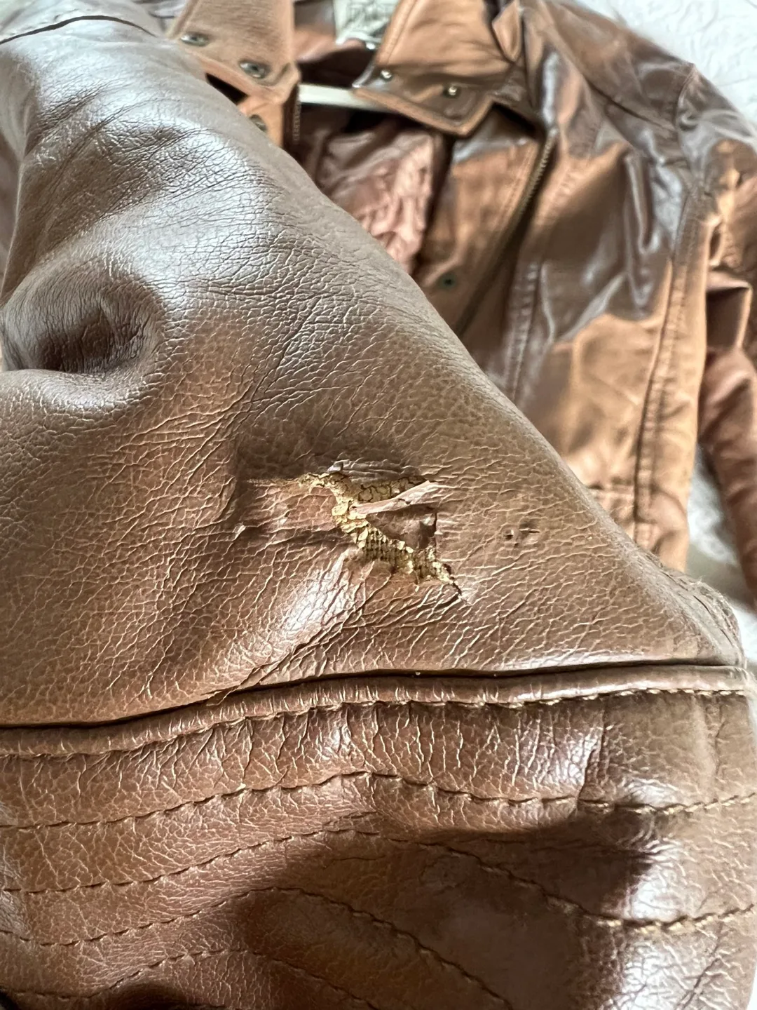 Brown Faux Leather Jacket image indicator(3)