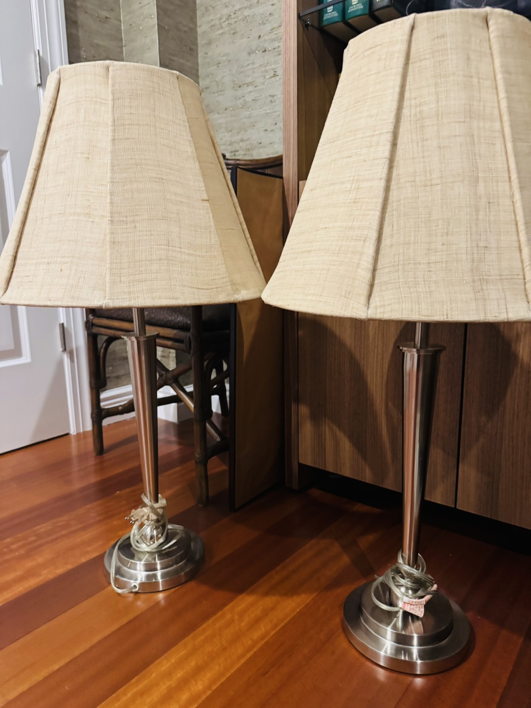 Table Lamps with Linen Shades - Set of Two