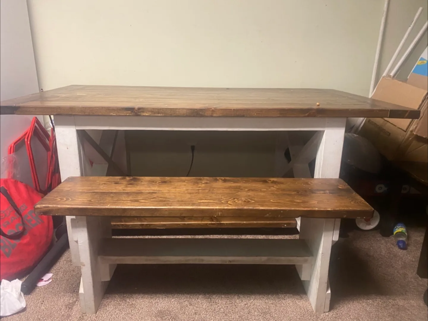 Handmade Farmhouse Table with Bench thumbnail