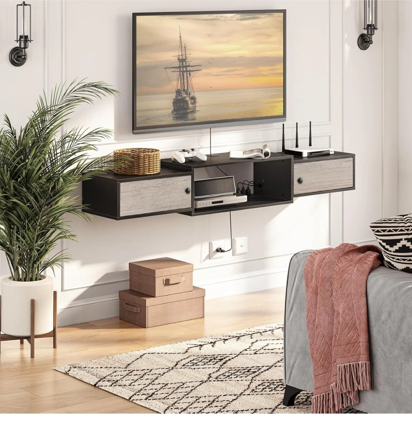 Brand new Floating TV Stand with Power Outlets 55" image indicator(2)