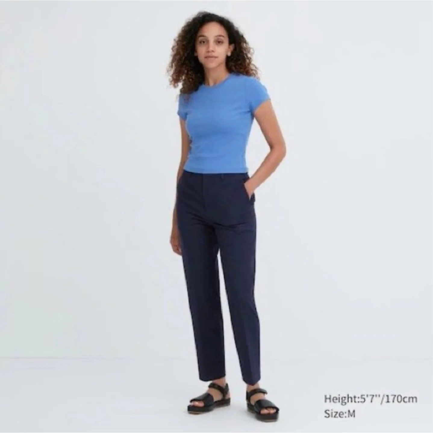 NEW💕 Uniqlo women's tapered pants navy (small) image indicator(2)