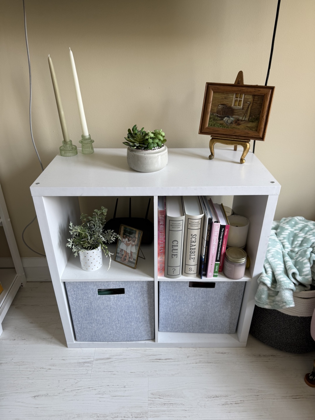 4 Cube Organizer White - Shelf/Cubby Storage (with bins)