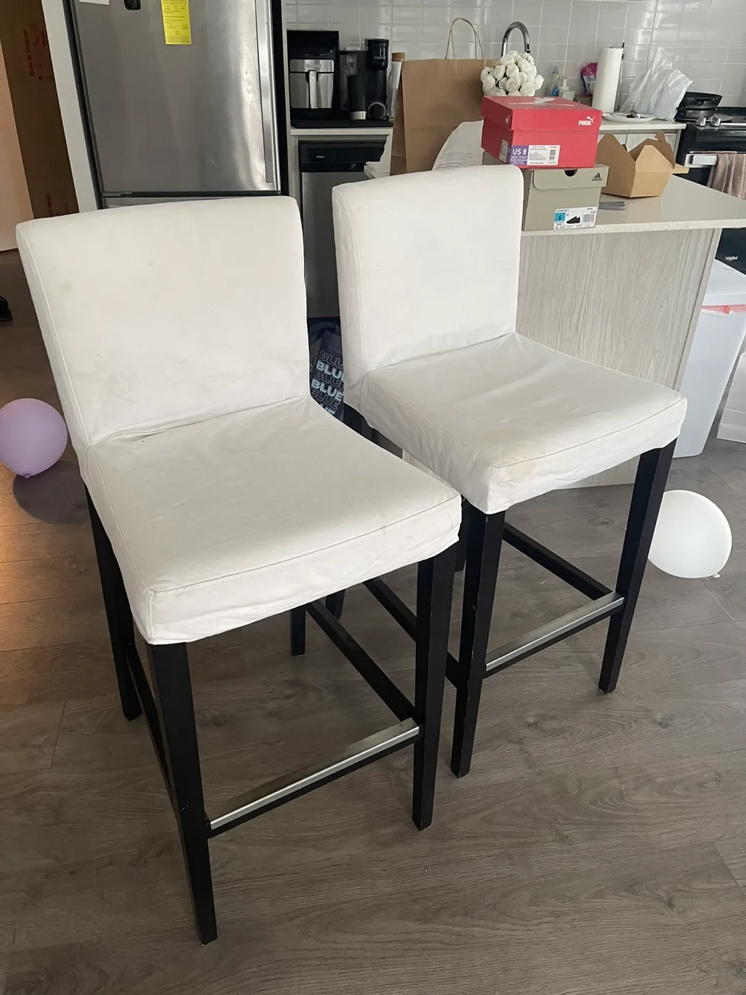 White Bar Stools - Set of 2 thumbnail