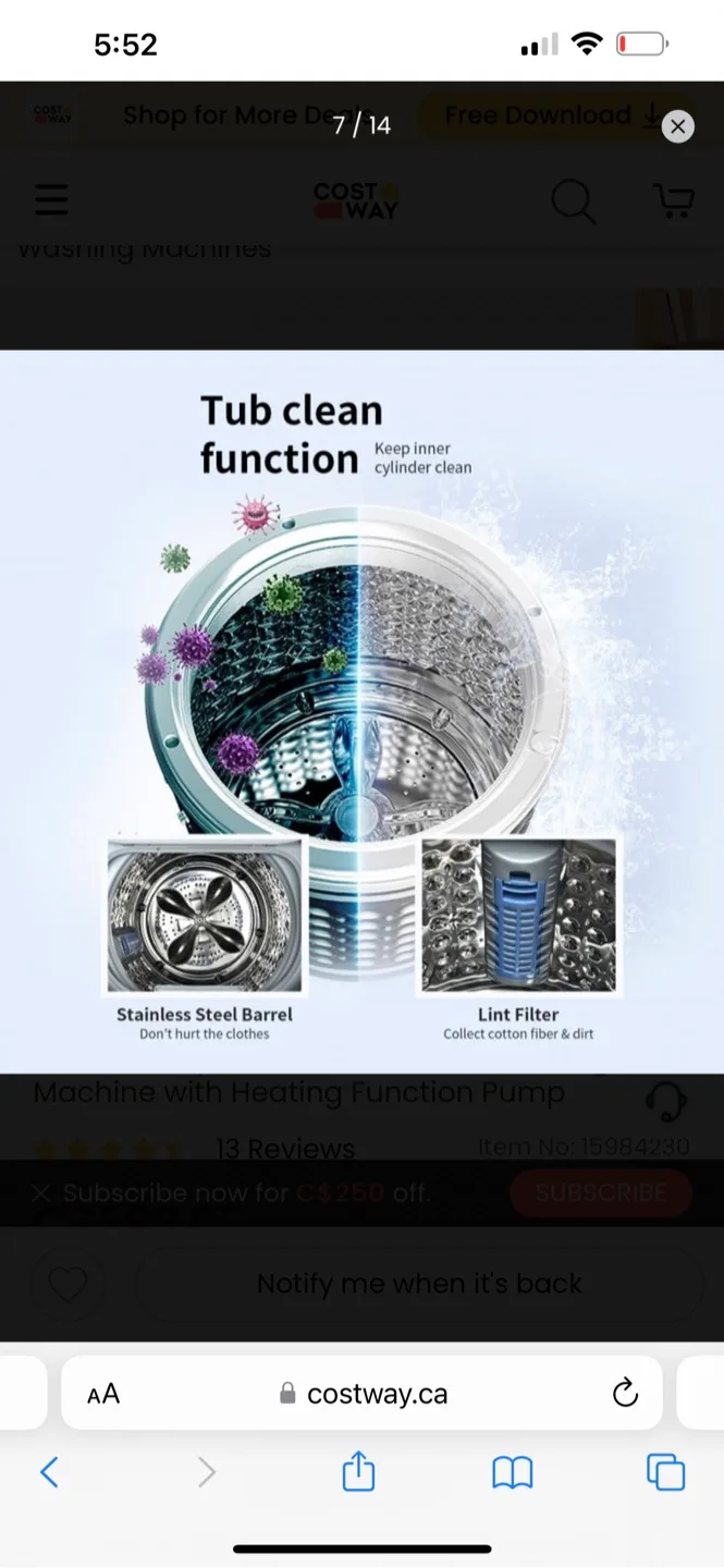 COSTWAY 7.7 lbs Full-Automatic Washing Machine image indicator(3)