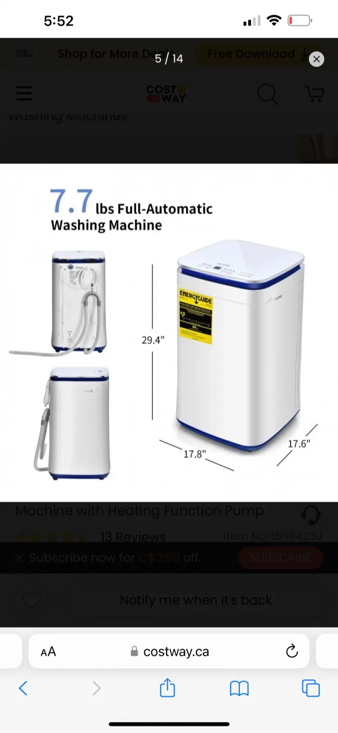 COSTWAY 7.7 lbs Full-Automatic Washing Machine image indicator(2)