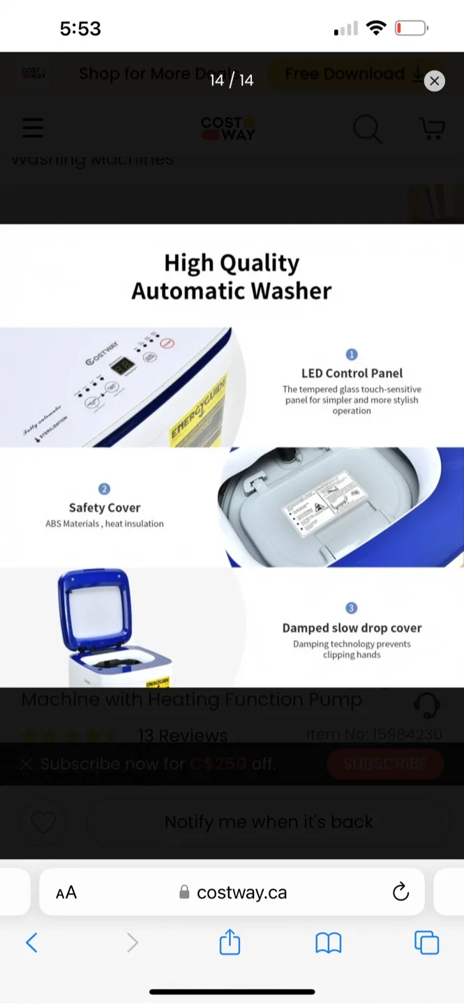 COSTWAY 7.7 lbs Full-Automatic Washing Machine image indicator(4)