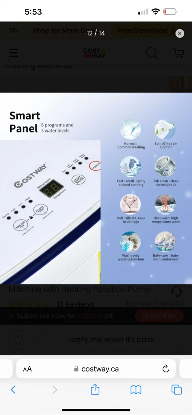 COSTWAY 7.7 lbs Full-Automatic Washing Machine image indicator(5)