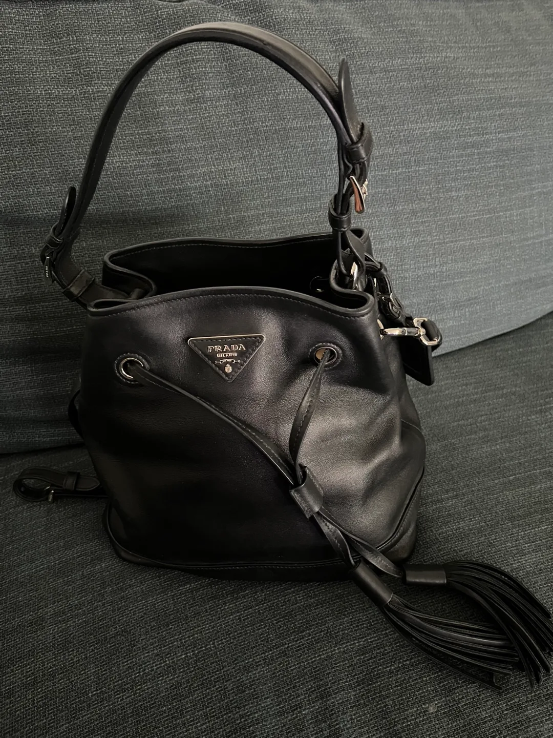 Prada City Sport Leather Bucket Bag thumbnail