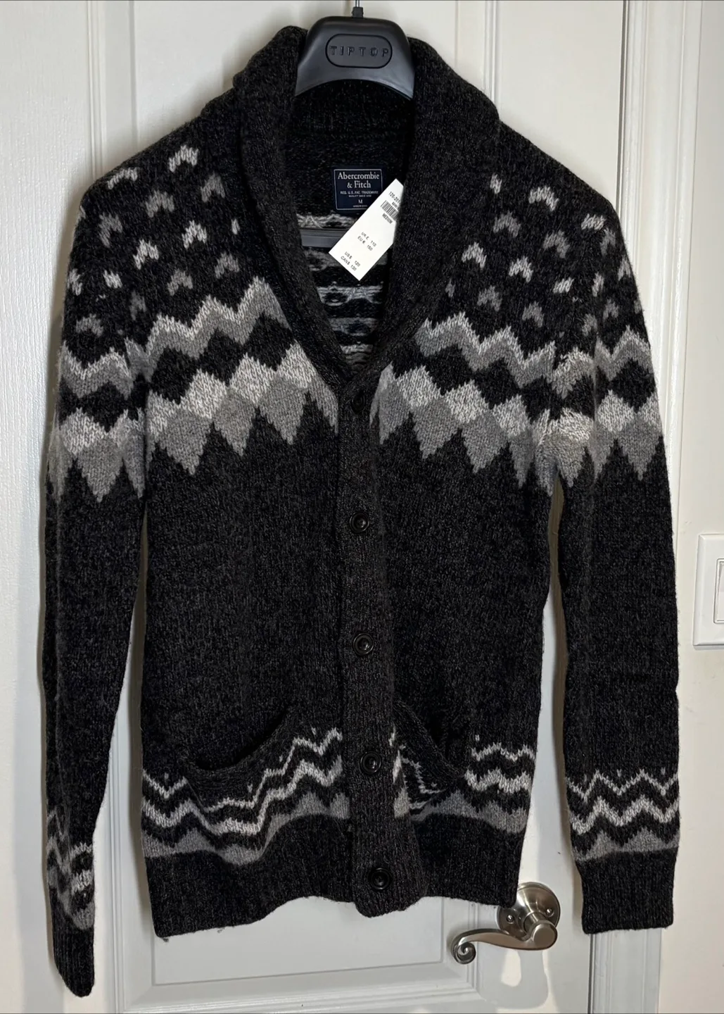 ABERCROMBIE & FITCH Men's Wool Cardigan Sweater Button SZ M image indicator(4)