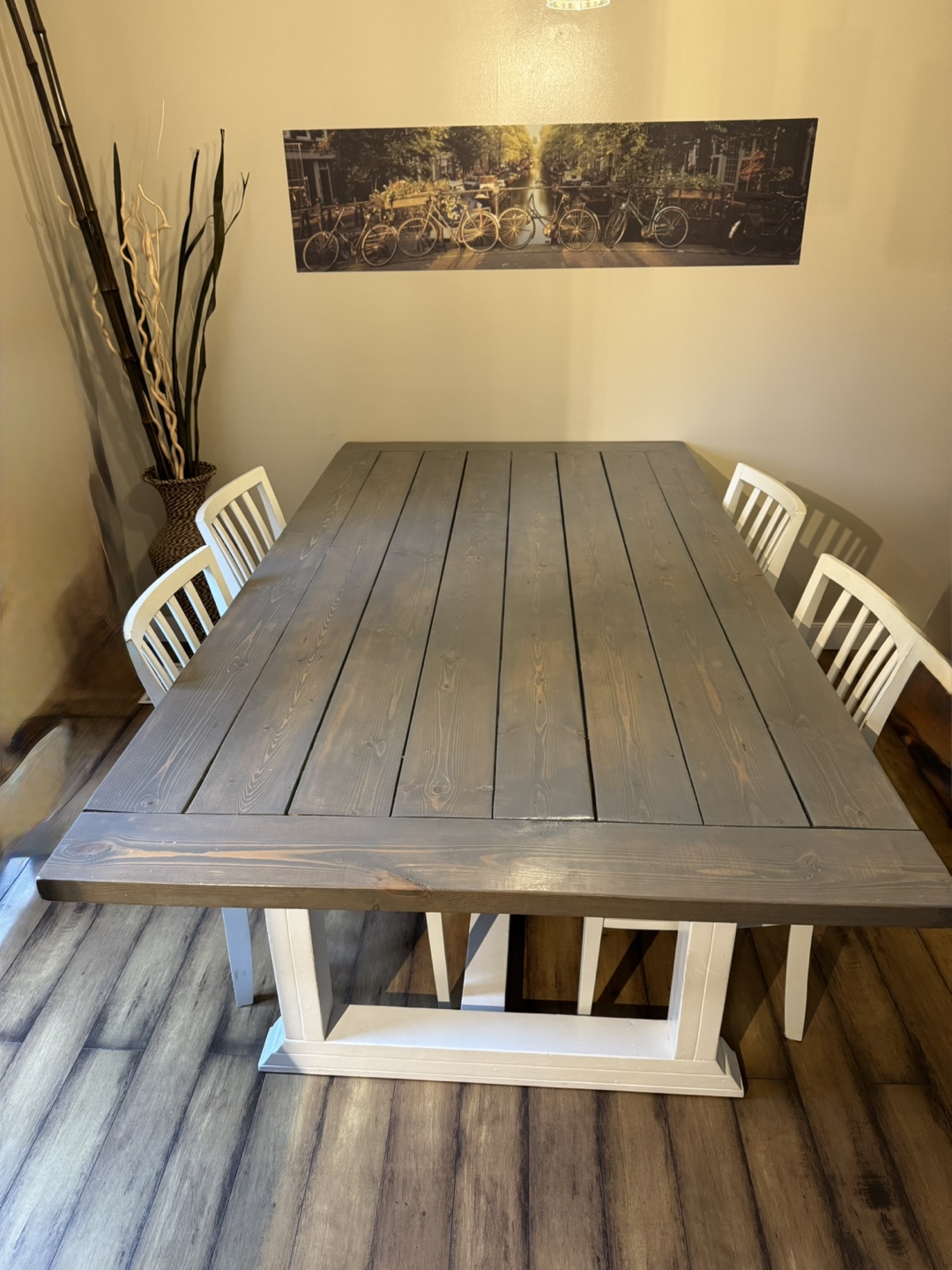 Wooden dining table and chairs