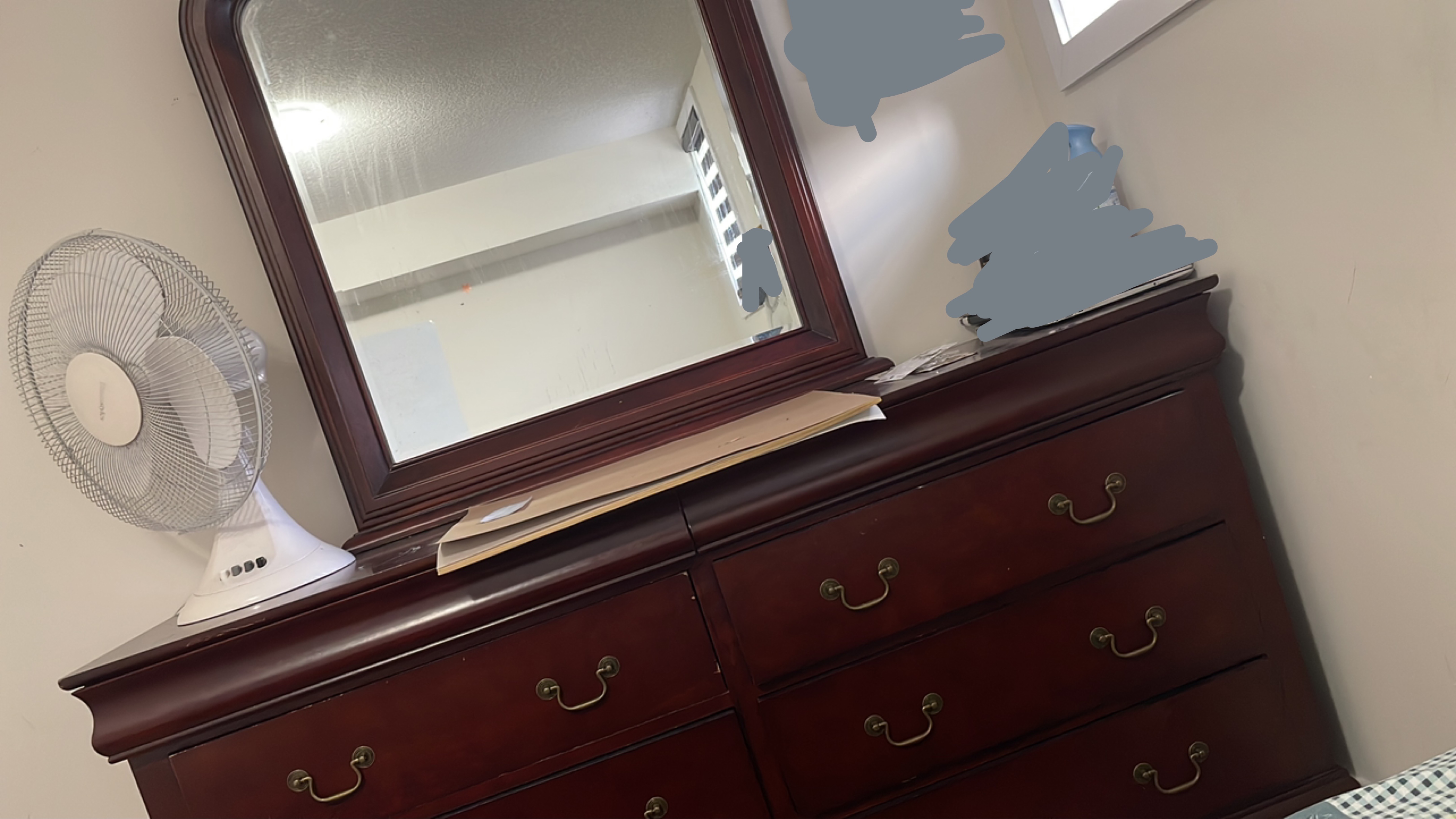 Wooden dresser with mirror
