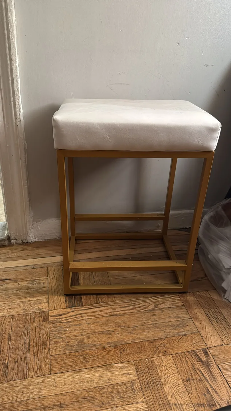 White and Gold chair Stool thumbnail