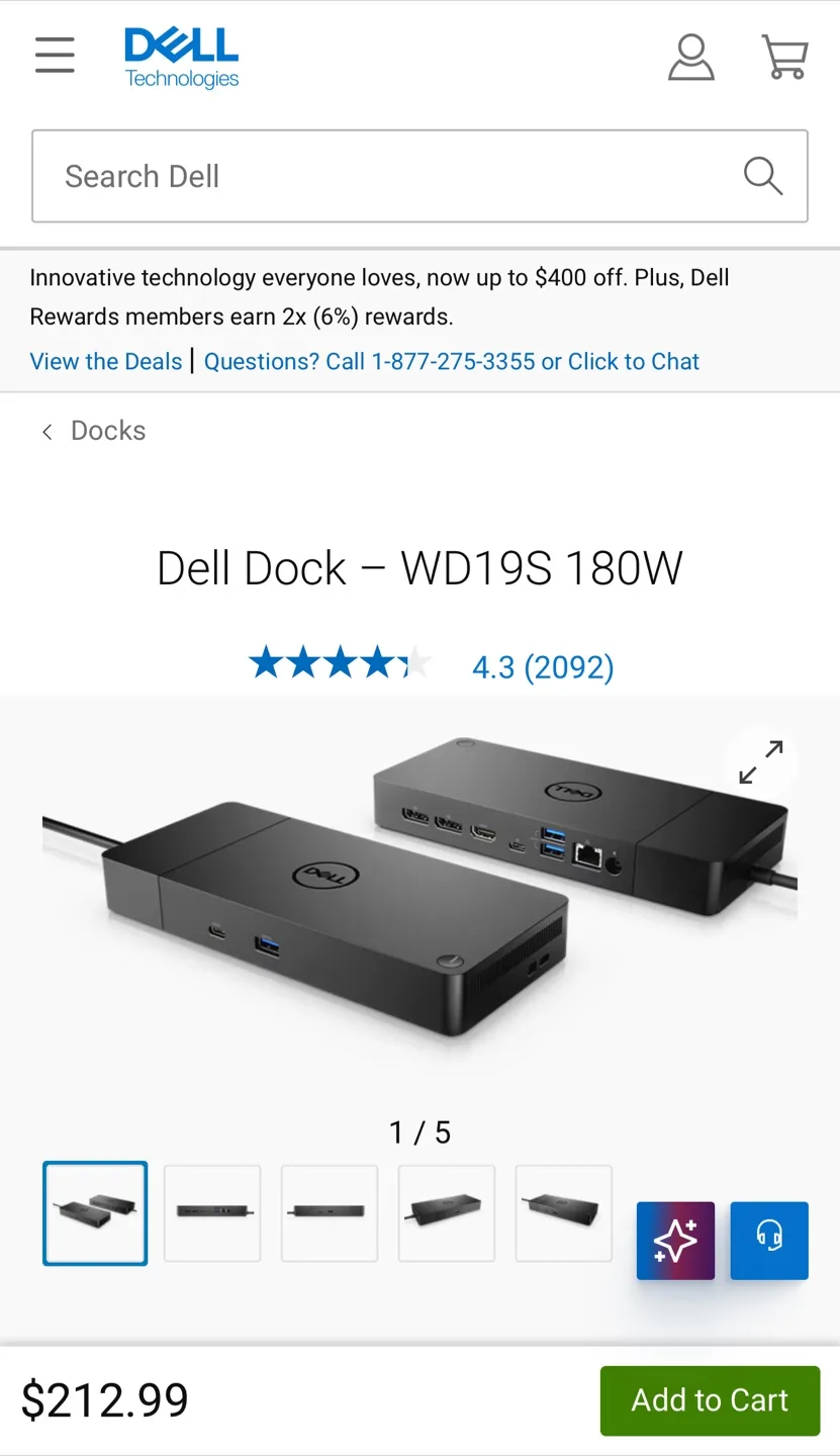 Dell WD19TBS Dock thumbnail