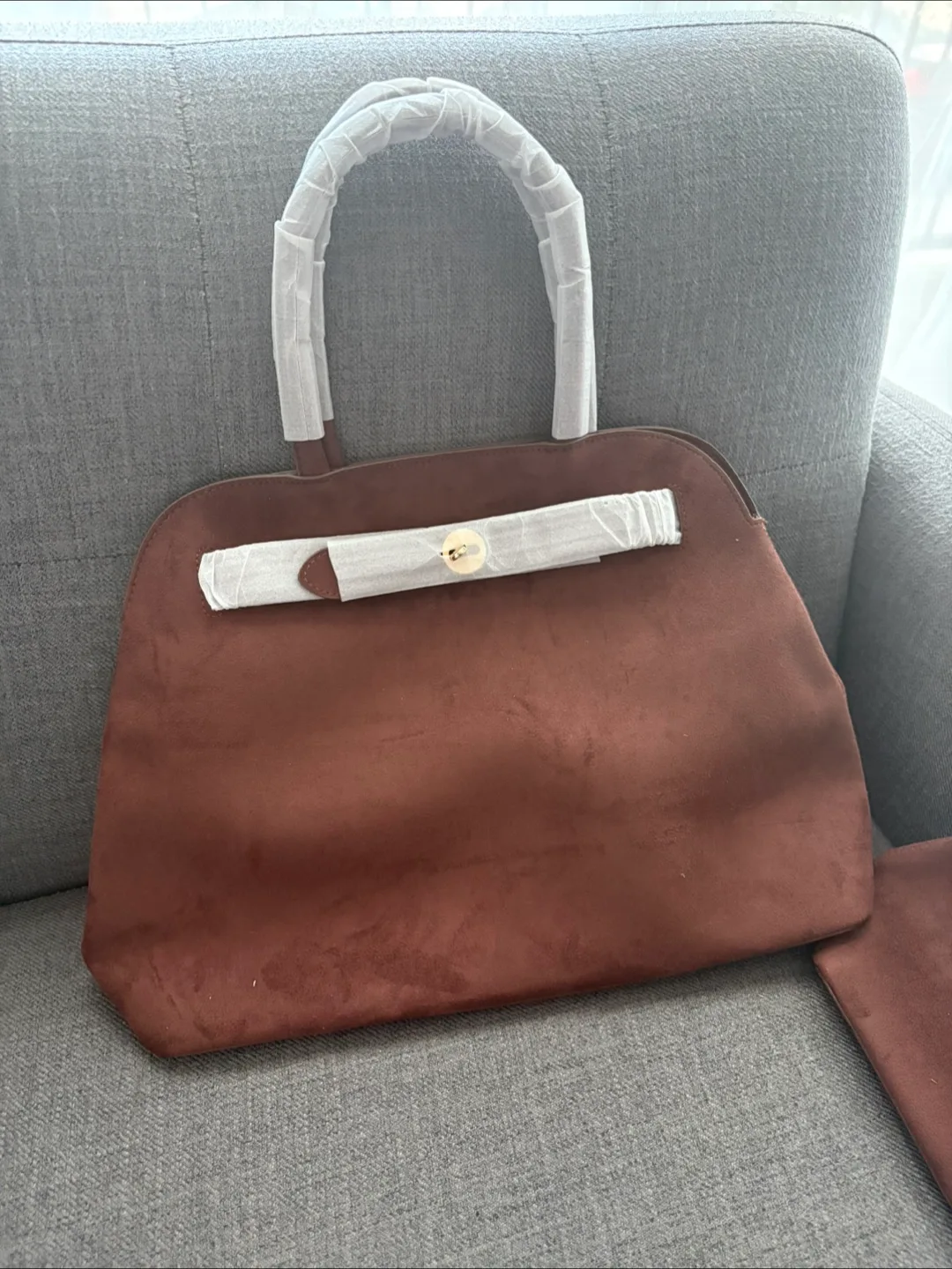 New Brown handbag 👜 suede image indicator(4)