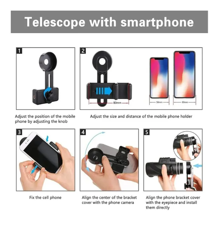 🏒  NEW!  360 Monocular Telescope, Smartphone Adapter & Tripod image indicator(5)