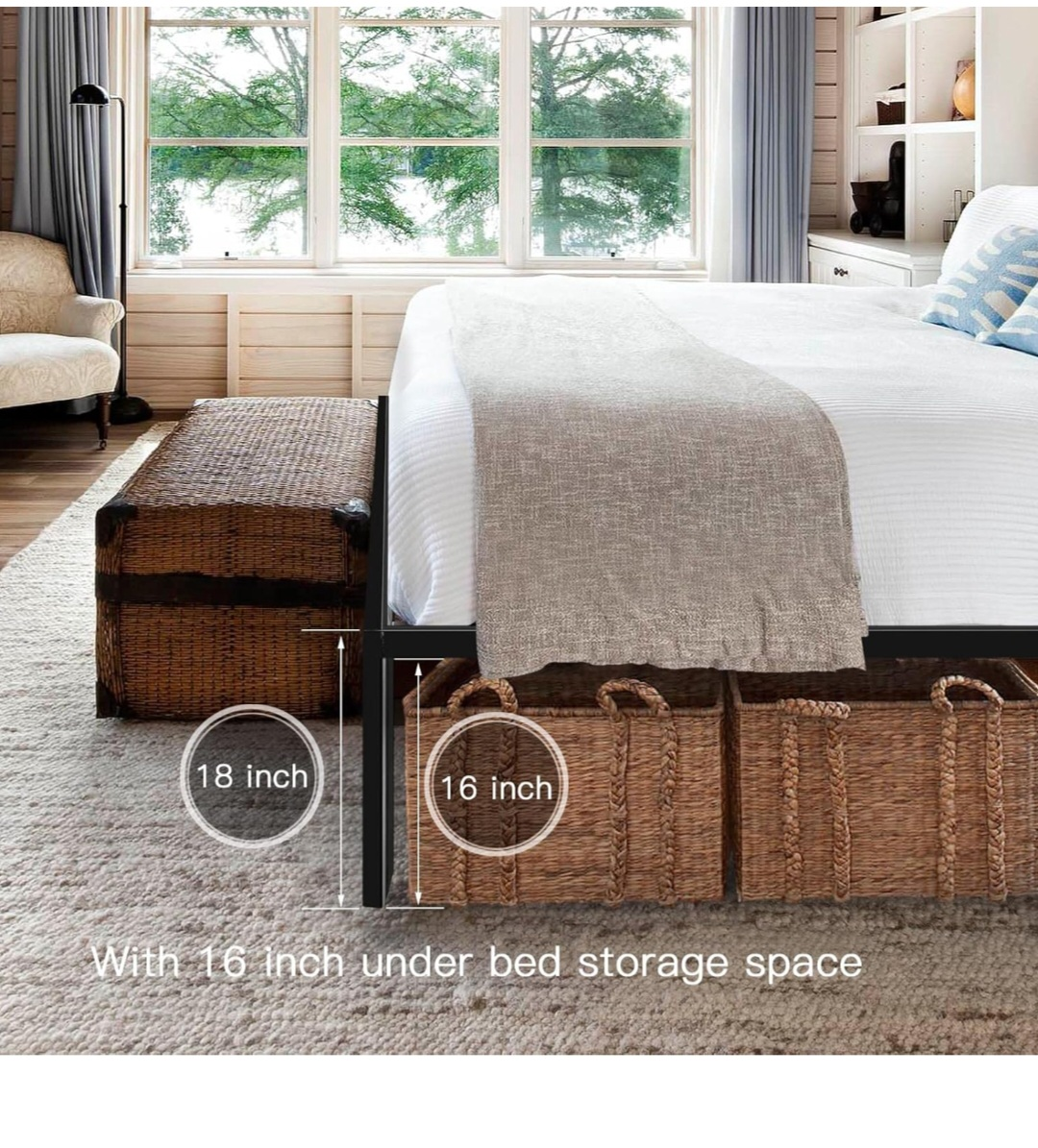 Queen Metal Platform Bed Frame with Headboard - photo 3