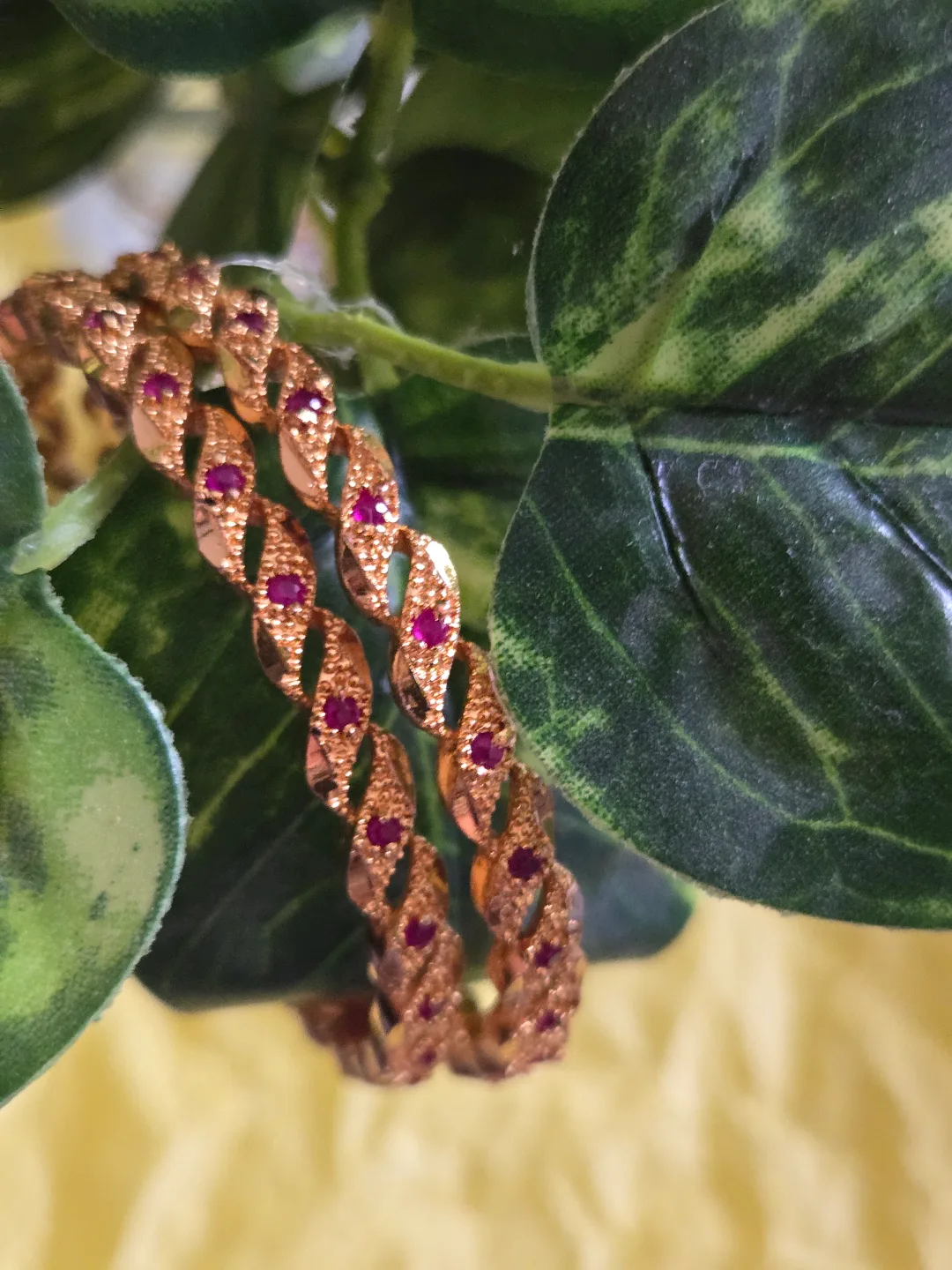 Gold bangles with pink stones(Ruby) thumbnail