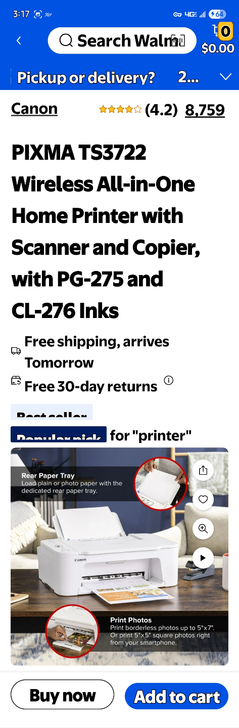 Canon PIXMA TS3722 Wireless All-in-One Printer - photo 3