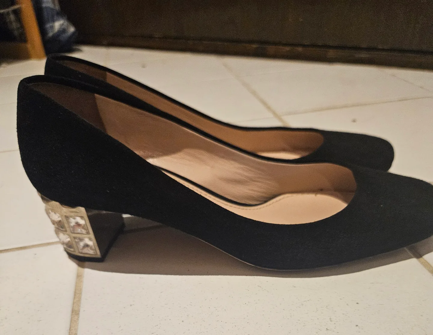 Miu Miu Black Suede Heels Size 38 1/2 image indicator(2)