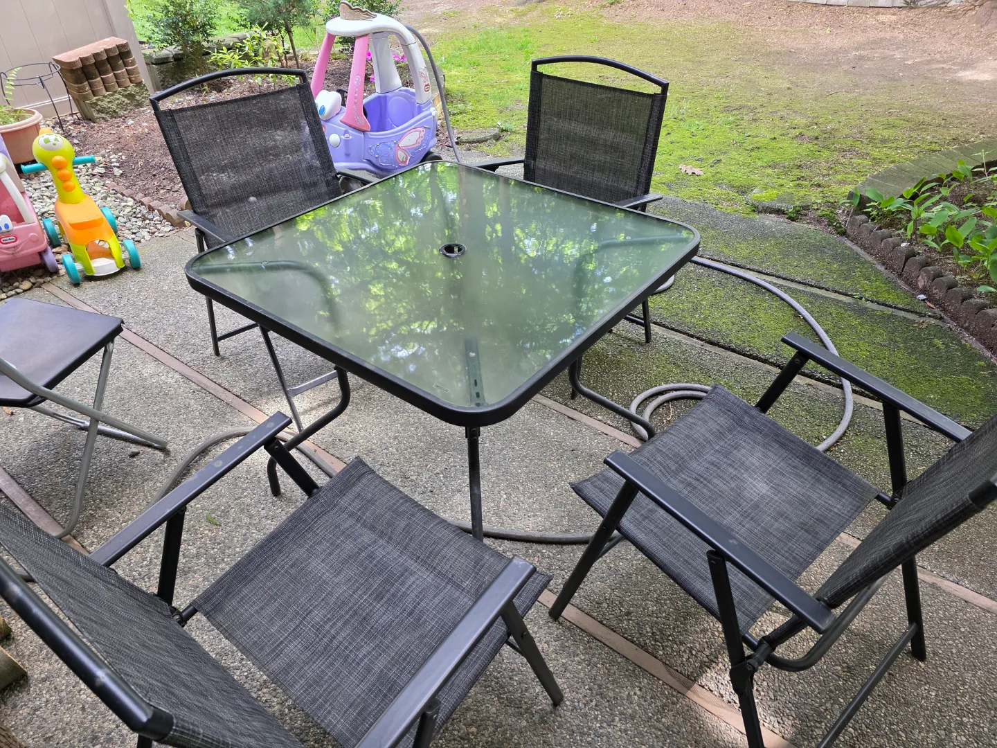 Patio Set - 4 Chairs and Glass-Top Table image indicator(2)