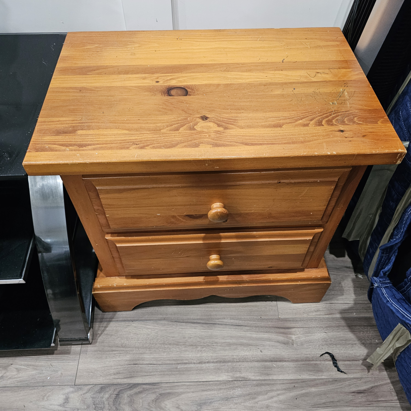 Wooden nightstand with two drawers