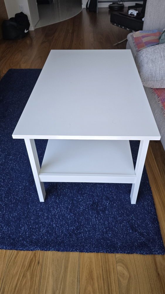 White Ikea Coffee Table with Shelf - photo 2