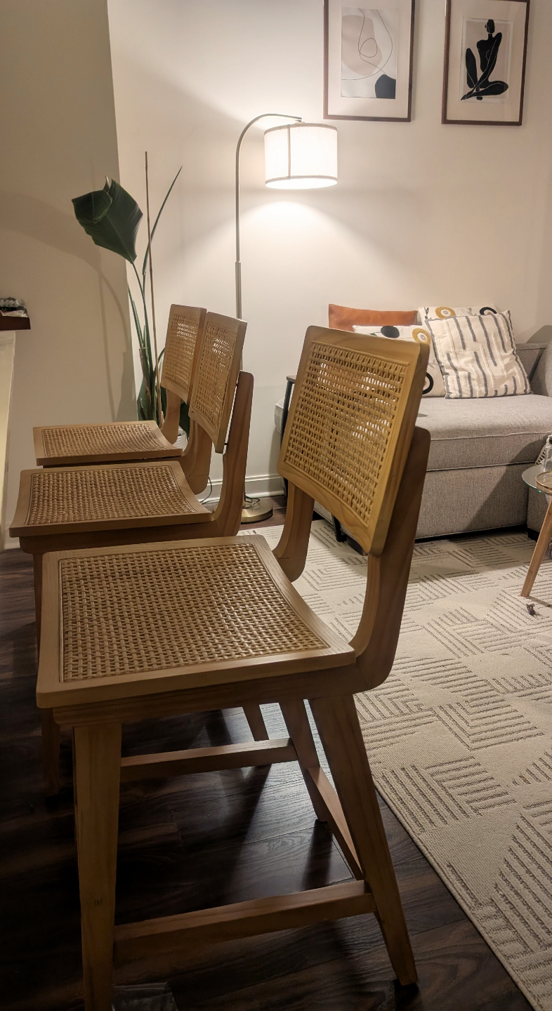 Set of Three Cane Back Counter Height Stools - photo 2