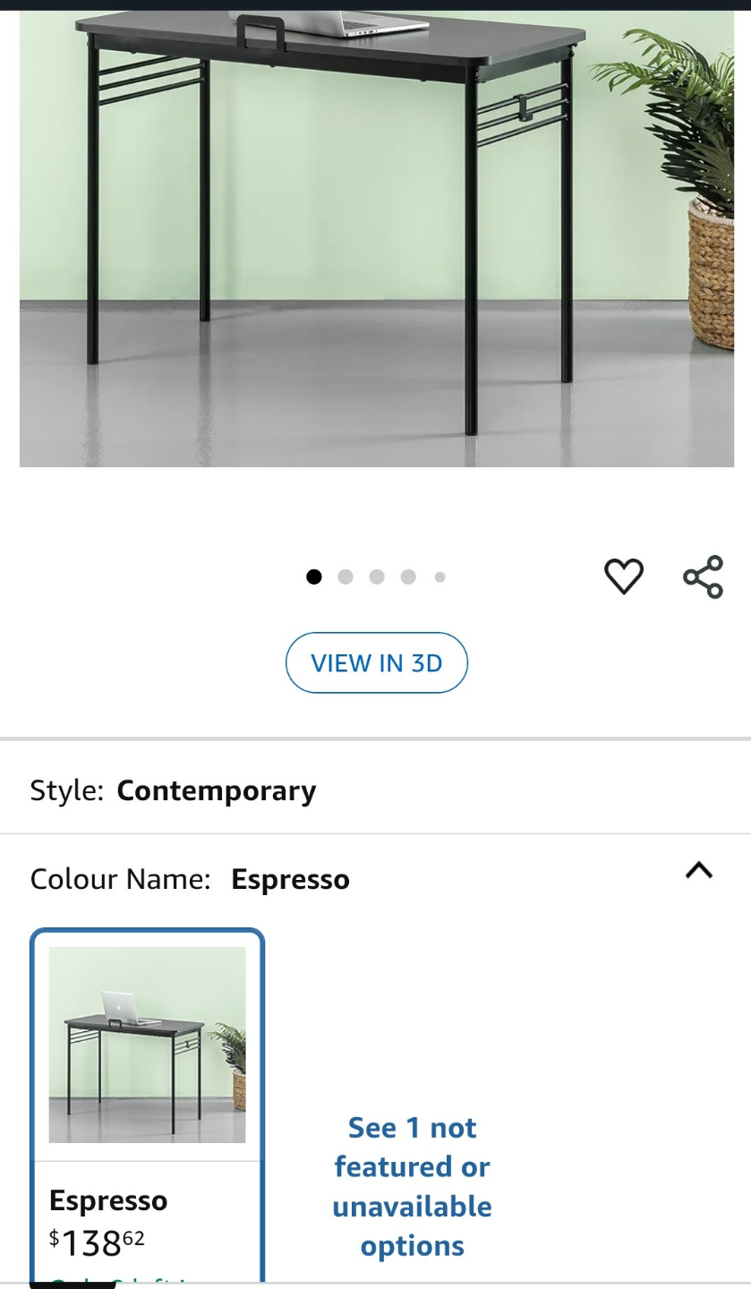 Zinus Retro Metal Framed Desk - Espresso - photo 4